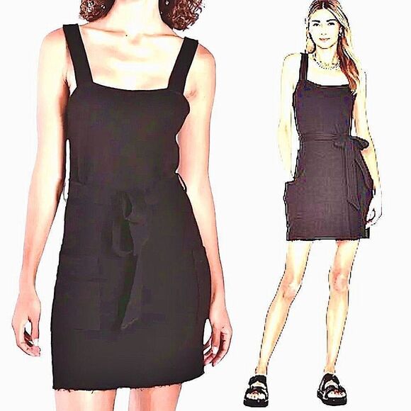 Anthropologie black summer tank dress w/ pockets cotton stretch NWT M/L - Picture 1 of 16